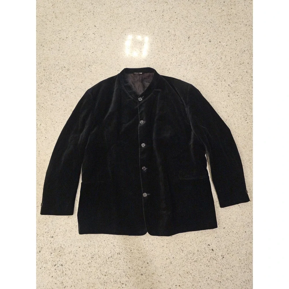 Falcone Suit Mens 50L 42x33 Solid Black VELVET Parsons Collar Vintage Union Made